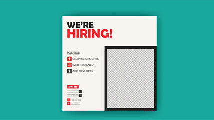 Modern smart We are hiring. we're hiring creative concept. Hiring creative work. open vacancy design, Hiring social media poster design.