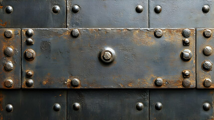 Fototapeta premium Rusty Metal Texture: Bolts, Plates, Industrial Design