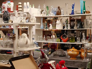 A collection of many old, vintage, and retro items. Second-hand and antique shop. A store full of beautiful and vintage goods