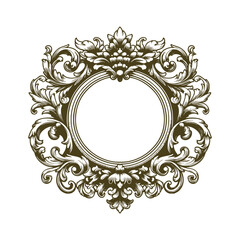 frame ornament floral vintage hand drawn design vector template illustration 