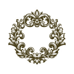 frame ornament floral vintage hand drawn design vector template illustration 