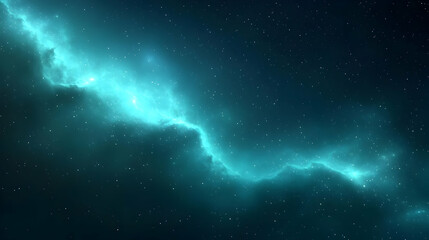 Naklejka premium Teal Nebula's Cosmic Dance: Starry Night Wonders