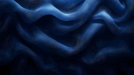 Obraz premium Deep Blue Fabric Drapes, Luxurious Waves, Elegant Texture, Smooth Surface, Rich Color, Soft Sheen, Abstract Design, Stylish Textile, Sophisticated Style, Dramatic folds.