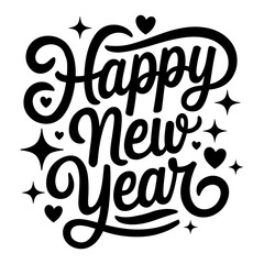 Happy new year decorative typography vector illustration