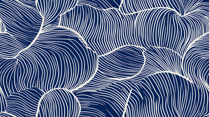 Linear wave seamless pattern in navy blue
