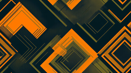 Art deco seamless pattern with orange squares