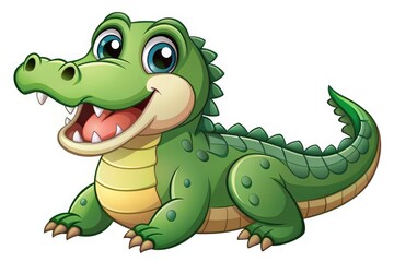 Fototapeta premium Adorable black and white alligator illustration, perfect for children's books, educational resources, and graphic art projects. Delightful designs to inspire creativity and fun learning experiences.