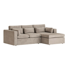 A tan sectional sofa with pillows and a chaise lounge