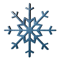 blue glitter snowflake symbol isolated on white background