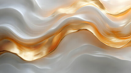 Golden & White Waves: Abstract Art Design