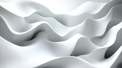 Fototapeta premium Abstract White Waves: Seamless 3D Texture, Elegant Design, Fluid Forms, Subtle Light Play, Modern Art Background