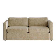 A tan couch with two pillows on it