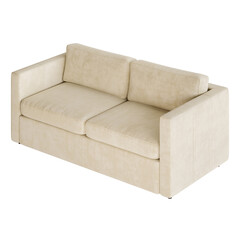 A white couch with two pillows on it