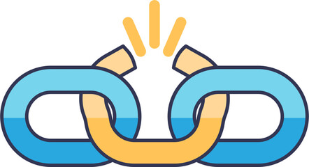 Illustration of a broken chain link symbolizing disruption or weakness.