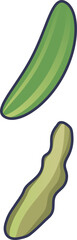 Illustration of a fresh and spoiled cucumber, symbolizing freshness versus decay.