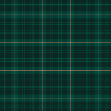 Plaid with twill weave repeat pattern.Checkered tartan gingham seamless pattern in green.Geometric graphic vector illustration background design for fabric and prints.