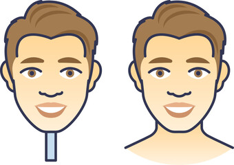 Illustration of a male face with a mask, symbolizing hidden identity.