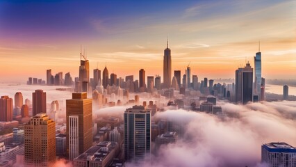 Fototapeta premium morning mist fog in the city