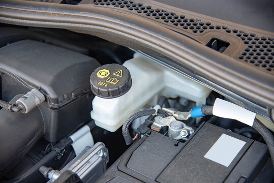 Bottle for brake fluid in the car