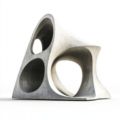 Abstract Modern Sculpture in Light Grey Stone