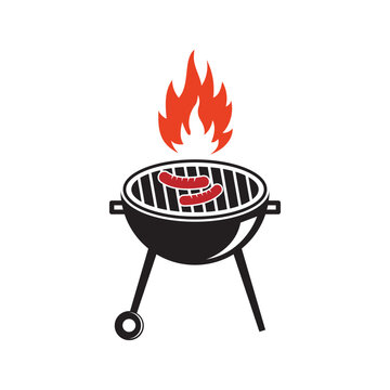 grill with sausages and flames clip art preview