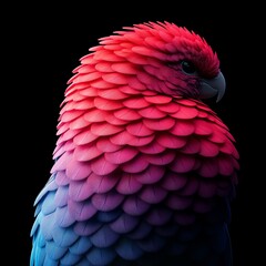 Fototapeta premium Vibrant pink and blue parrot profile.