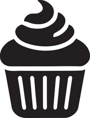 Cupcake Icon Vector Silhouette , Cupcake Illustration Drawing  Line Art 
