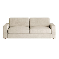 A white couch with a tan color