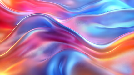 Obraz premium Iridescent Waves: Abstract Silk Fabric Flowing Dynamically in Vibrant Hues