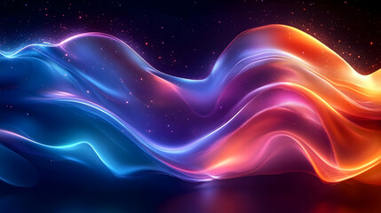 Obraz premium Glowing Waves Abstract Art: Vibrant Hues Dance, Shimmering Cosmic Dust