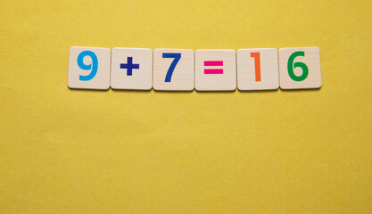 Concept of math. 9+7=16