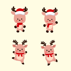 set of collection cute deer character vector for elements, clipart