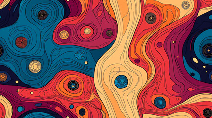 Fototapeta premium Cosmic swirls seamless pattern in vibrant colors