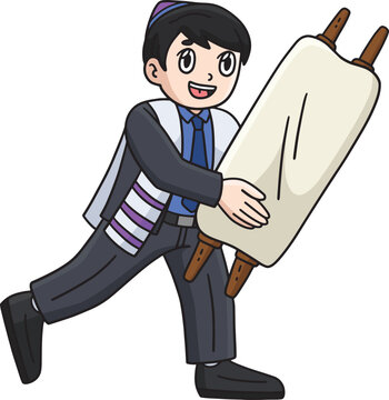 boy holding torah scroll cartoon clip art preview