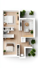 Modern Apartment Floor Plan Top View Home Design Real Estate Interior Design 3D Rende