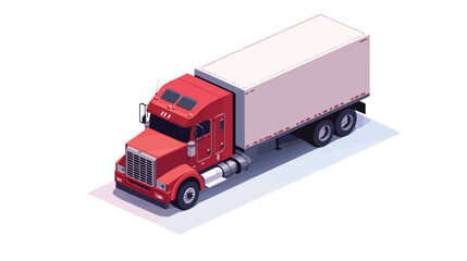Isometric Cargo Truck Icon for Transportation Logistics Illustration