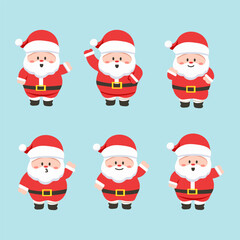 set of collection cute santa character vector for elements, clipart