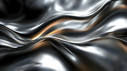 Liquid Metal: Abstract Waves Flow Seamlessly, Shimmering Reflections Dance.  Graphic Design