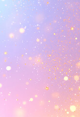 The image is a blurry, colorful, and starry sky cosmic Bokeh Lights in Vibrant Colors a colorful abstract composition of pink, blue, and purple hues, with a galaxy-like pattern of white speckles and b