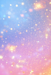 The image is a blurry, colorful, and starry sky cosmic Bokeh Lights in Vibrant Colors a colorful abstract composition of pink, blue, and purple hues, with a galaxy-like pattern of white speckles and b