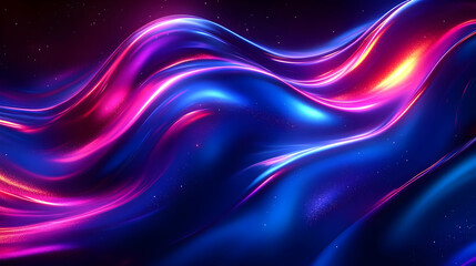 Abstract Blue & Pink Waves Flow Dynamically in Space