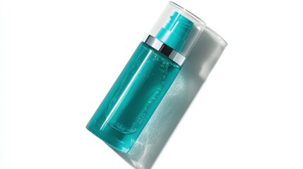 Teal Serum Bottle in Natural Sunlight