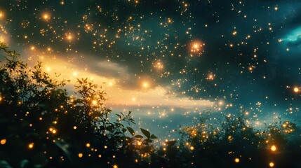 Dreamy visualization of constellations night sky digital art natural environment wide-angle view dreamy atmosphere for seo impact