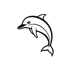 Fototapeta premium Dolphin fish Outline silhouette vector illustration