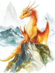Hand draw Illustration art of dragon  for book on white background