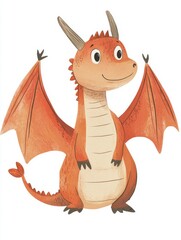 Hand draw Illustration art of dragon  for book on white background