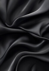 Fototapeta premium Beautiful black silk fabric, background. Black silk background with dark luxurious fabric draped texture folds in waves of flowing soft pattern, abstract satin 