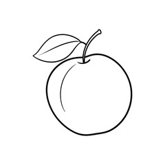 A line art vector of a plum with a small leaf