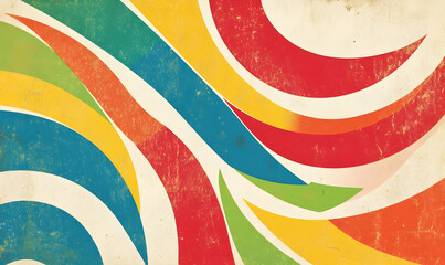 A vibrant, abstract swirl design featuring bold colors and smooth curves.