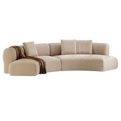 Obraz premium A tan couch with brown pillows and a brown blanket on it